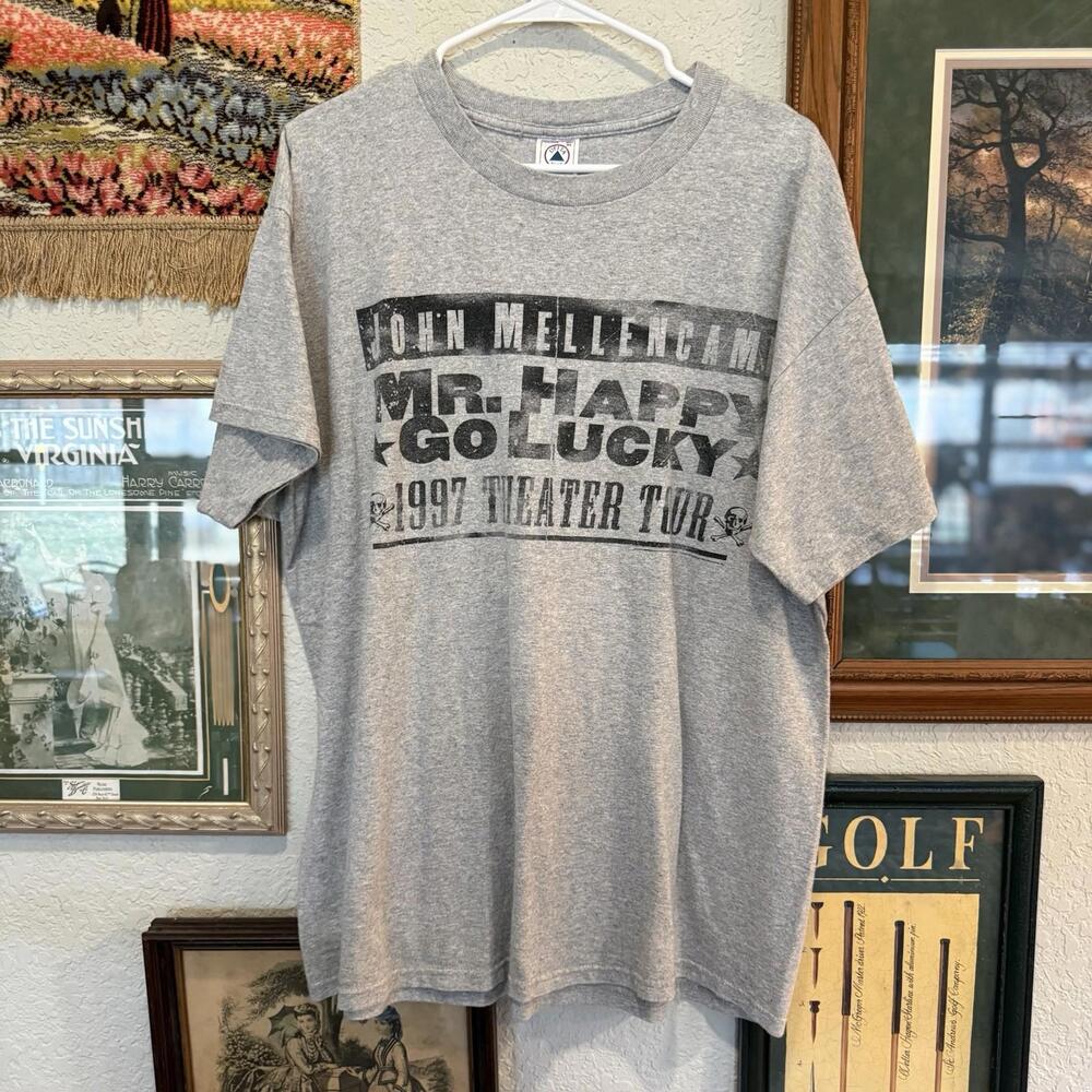 Vintage 90s RARE John Mellencamp Mr. Happy Go Lucky Tour Band Shirt Size Mens XL